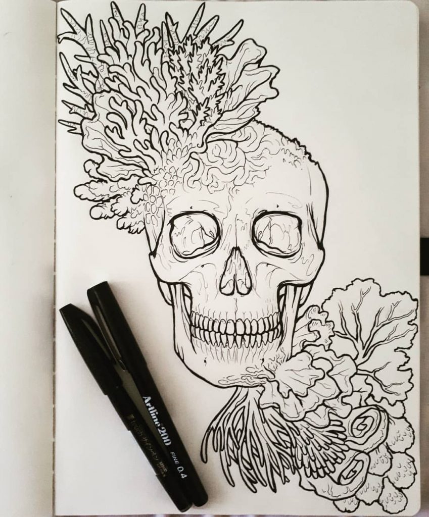 Video) Cách vẽ minh họa Skull Tatoo cực chất bằng bút vẽ kỹ thuật ...