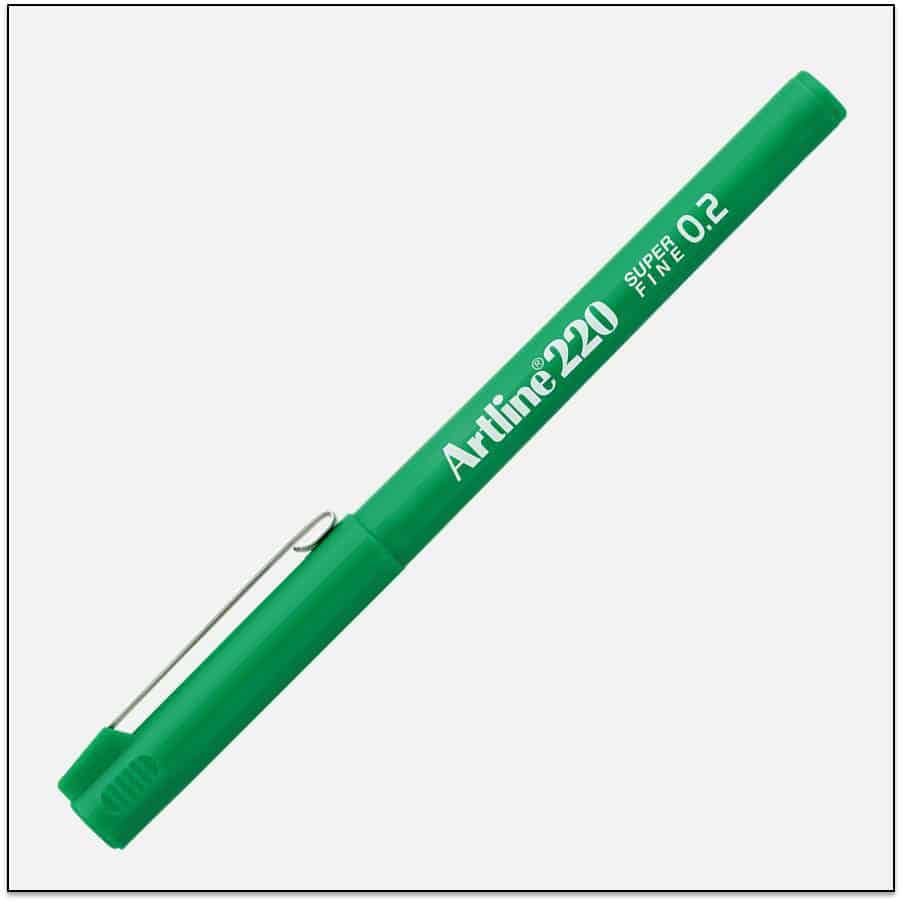 EK 220 GREEN bút lông kim nét nhỏ Artline Japan 1
