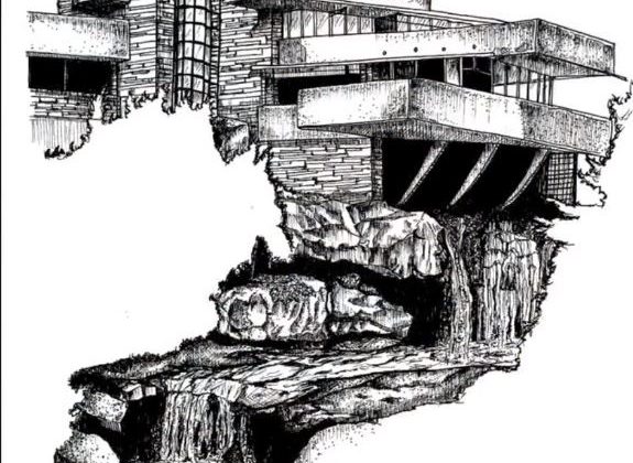 Fallingwater House Sketch Time Lapse but ve ky thuat artline ve kien truc