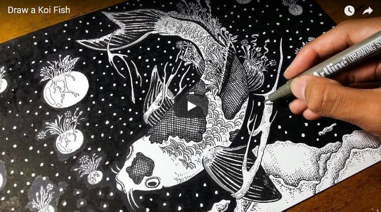 Video) Cách Vẽ Tranh Cá Koi Cực Đẹp Bằng Bút Kỹ Thuật Artline - Phuc Ma  Trading Co.,Ltd